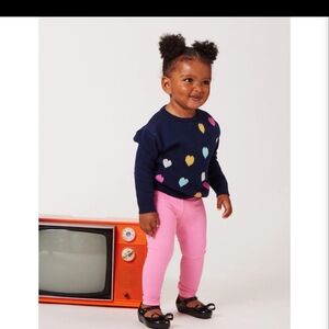 NWT Navy Heart Sweater and Pink Leggings Set By Andy‎ And Evan 2T